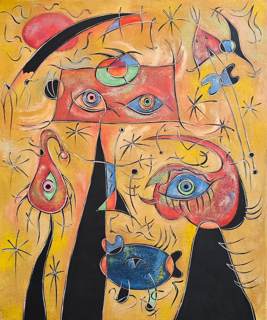 Joan Miró Spanish 1893 - 1983 Oil on Canvas in the Style of.Miró (1 of 7)