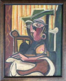 Pablo Picasso (1881–1973) Spanish Oil on Canvas Painting in the Style of Picasso Cubist