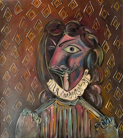 Pablo Picasso (1881–1973) Spanish Oil on Canvas Painting in the Style of Picasso Cubist