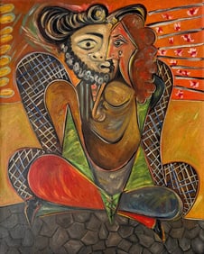 Pablo Picasso (1881–1973)Spanish Oil on Canvas Painting in the Style of Picasso, Cubist