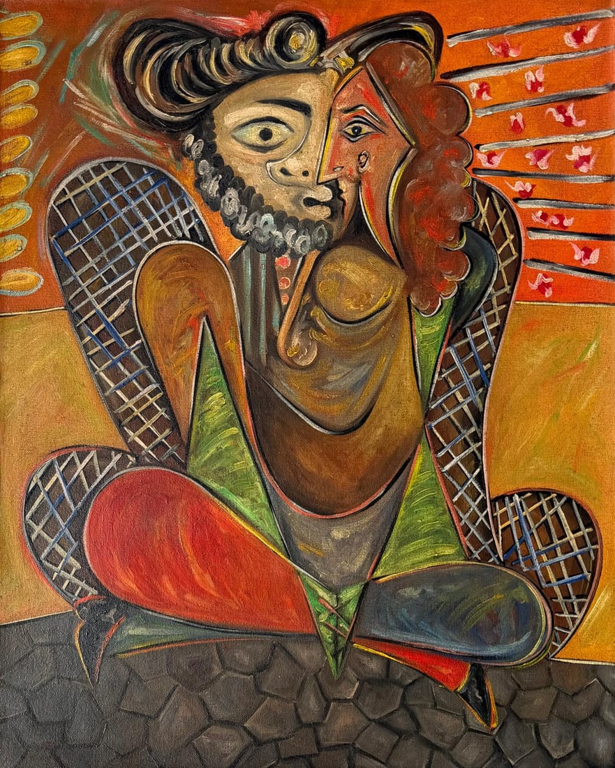 Pablo Picasso (1881–1973)Spanish Oil on Canvas Painting in the Style of Picasso, Cubist (1 of 11)