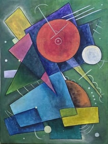 Wassily Kandinsky (1866–1944) Oil on Canvas Painting in the Style of Abstract Geometric