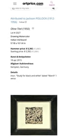 Jackson pollock(1912–1956)American Oil/Canvas Painting in the Style of Pollock Drip Composition