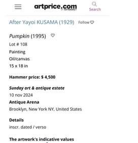 Yayoi Kusama, Japanese Acrylic on Canvas Painting in the Style of Kusama, Contemporary Abstract Art