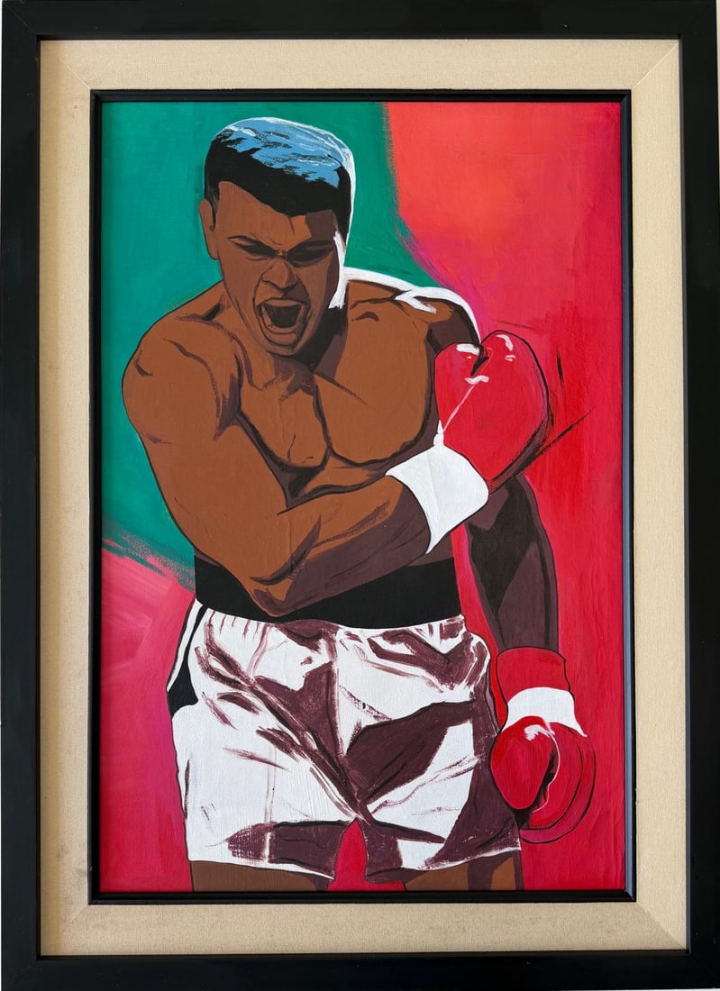 Andy Warhol, American Acrylic on Canvas Painting in the Style of Warhol, Late 20th Century Pop Art: Title:Untitled (Boxer in Red Gloves). Technique:Acrylic on canvas. Measures:24 × 16 inches (61 × 40.6 cm). Year:Circa late 20th century. Condition:Good overall condition. The paint surface is stable