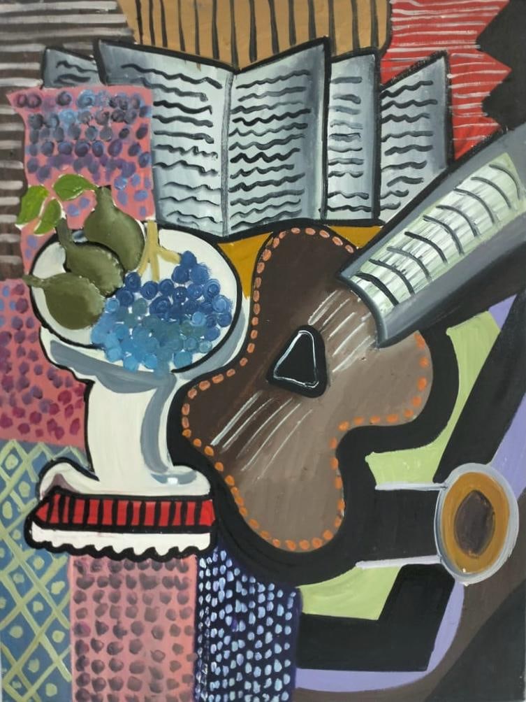 Pablo Picasso Spanish 1881-1973 Oil on Canvas Painting in the Style of Picasso. Magritte & Chagall (1 of 8)