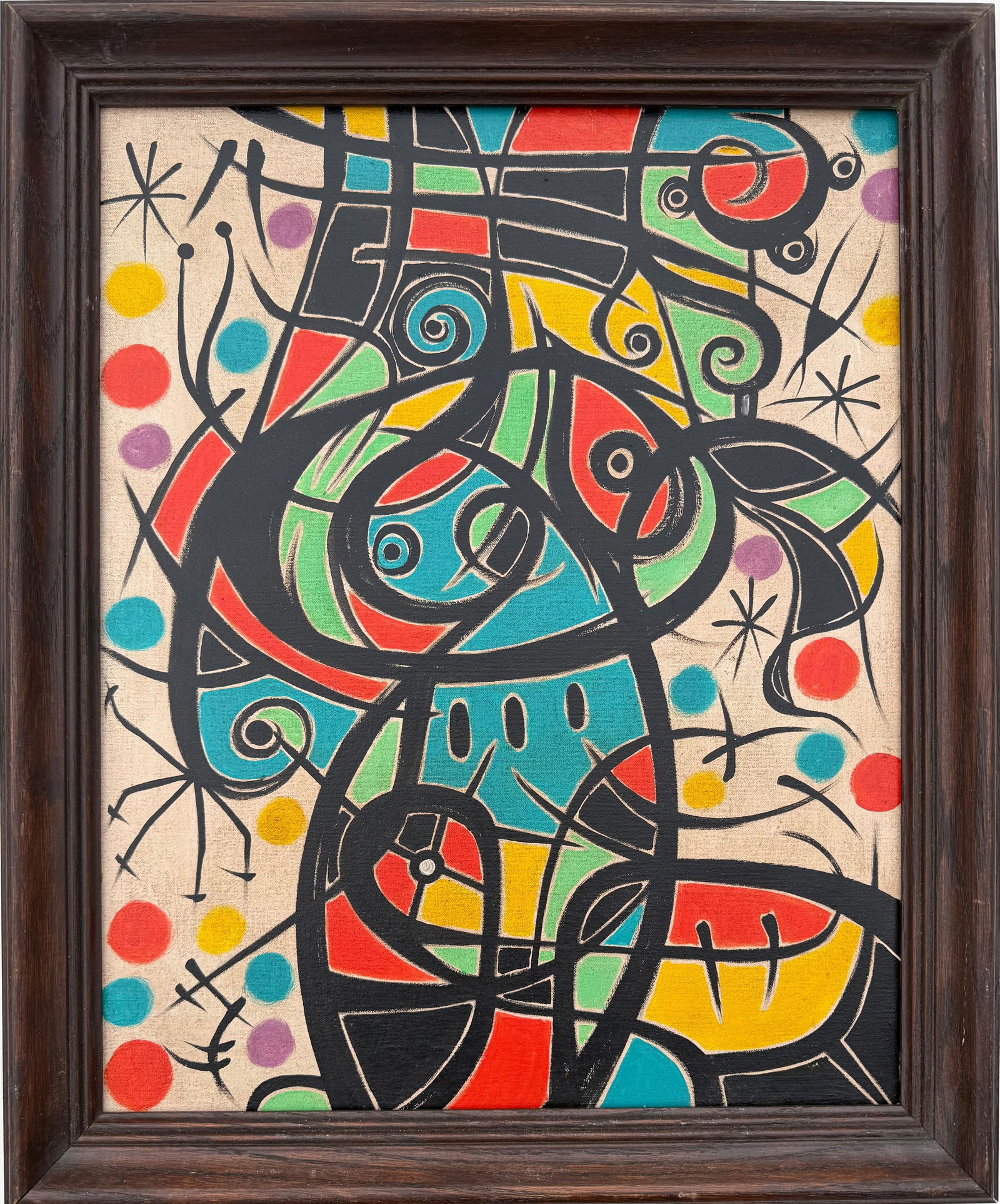 Joan Miro Spanish 1893 - 1983 Oil on Canvas in the style of. Dali, Magritte, & Miro Surrealism Era. (1 of 7)