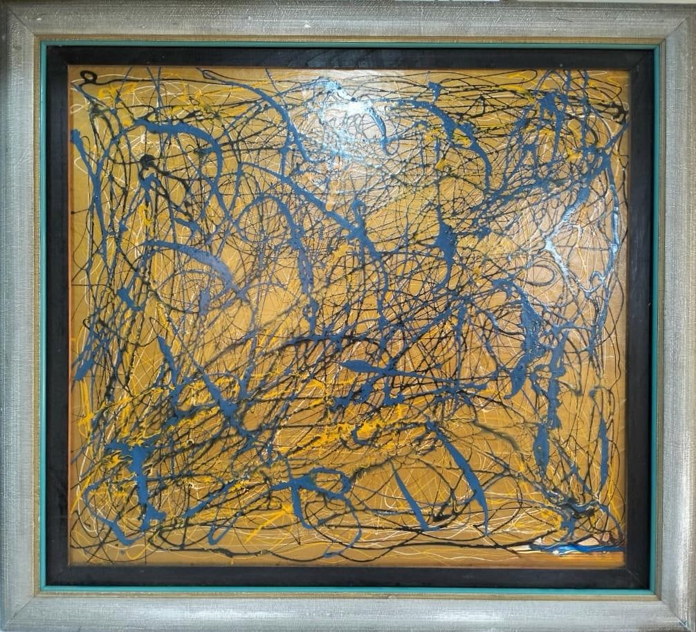 Jackson Pollock American Oil on Canvas Painting In The Style of. Rothko, Kline, & Pollock Era: Title:Untitled. Technique:Oil and enamel on canvas. Measures:32 3/4 x 36 1/2 inches (83 x 92.5 cm). Year:Painted in 1951. Condition:Good overall condition. The canvas remains stable. The paint surface