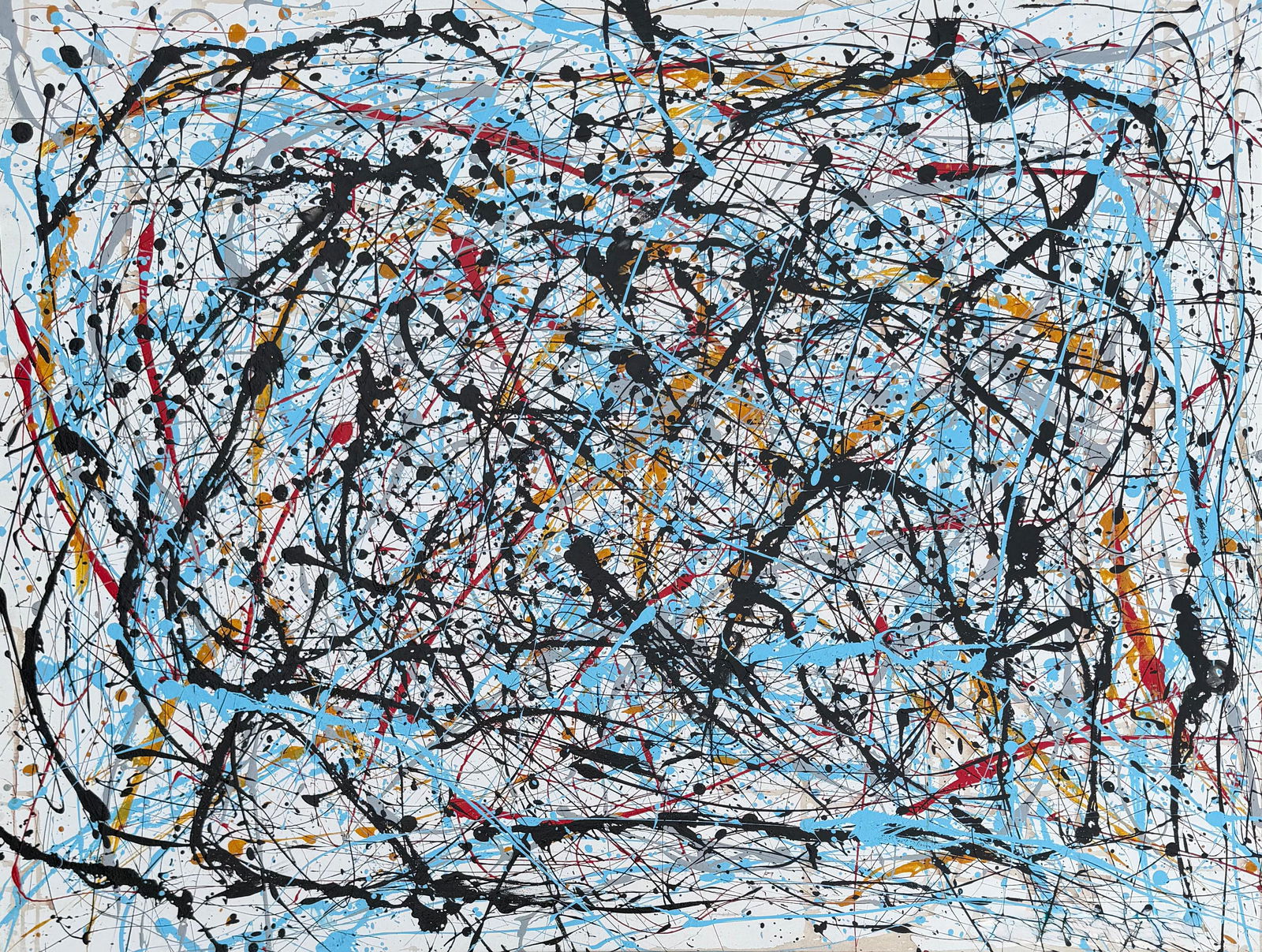 Jackson Pollock American Oil on Canvas Painting In The Style of. Rothko, Kline, & Pollock Era (1 of 7)