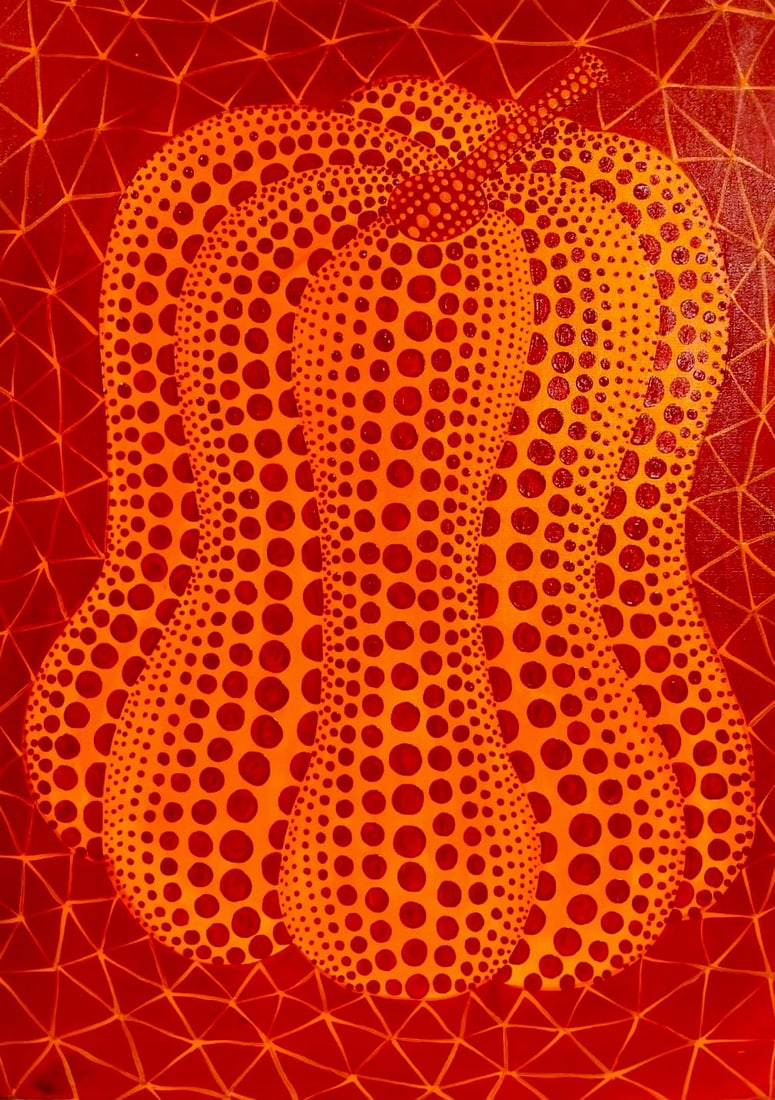Yayoi Kusama (B.1929) Pumpkin Acrylic on canvas Japanese In the Style of. Pop Art Era: Title:Pumpkin Technique:Oil on canvas Measures:27 x 19 inches (68.6 x 48.3 cm) Year:Circa 2000 Condition:The artwork is in good condition, with stable pigment application and consistent surface integr