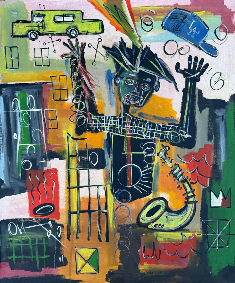 Jean Michel Basquiat 1960-1988 Acrylic/Canvas In The Style of. Haring,Warhol,Basquiat Era. (1 of 7)