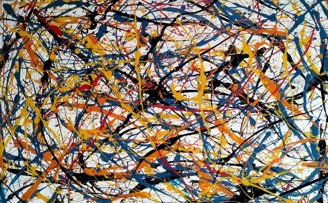 Jackson Pollock American Oil on Canvas Painting In The Style of. Rothko, Kline, & Pollock Era (1 of 8)