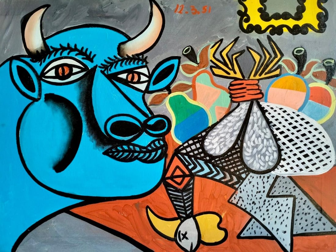 Pablo Picasso Spanish 1881-1973 Oil on Canvas Painting in the Style of Picasso. Magritte & Chagall (1 of 7)