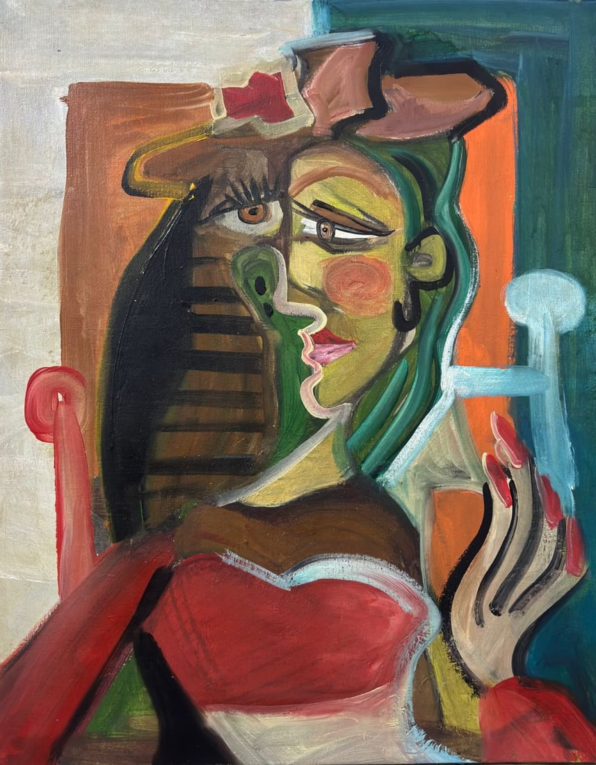 Pablo Picasso Spanish 1881-1973 Oil on Canvas Painting in the Style of Picasso. Magritte & Chagall (1 of 6)