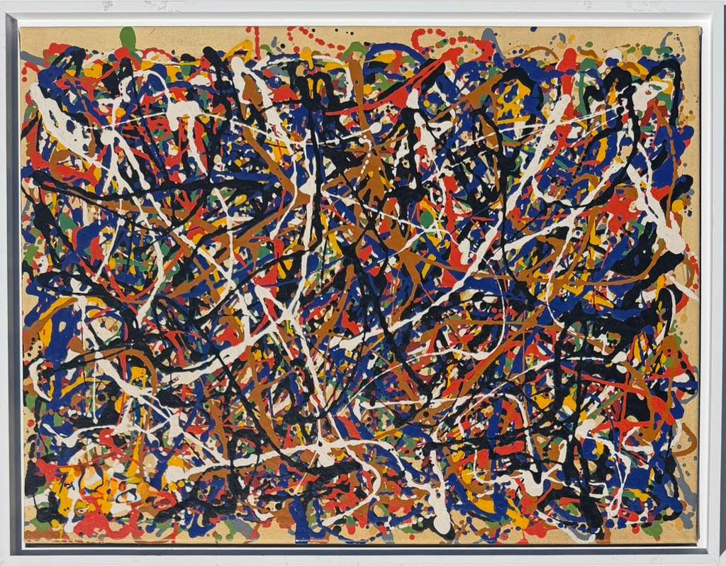 Jackson Pollock American Oil on Canvas Painting In The Style of. Rothko, Kline, & Pollock Era (1 of 6)