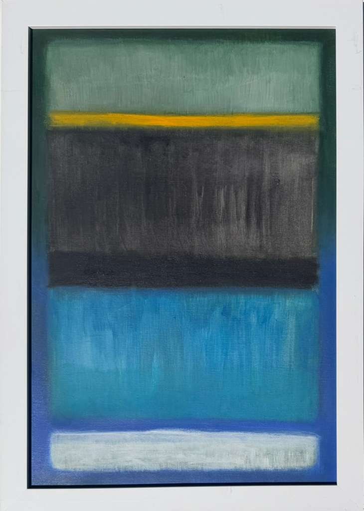 Mark Rothko American 1903 - 1970 Oil on Canvas painting in the style of. Pollock, Kline, Abstract: Title: Untitled Technique: Oil on canvas Measures: 27 × 18 inches (68.6 × 45.7 cm) Year: Circa mid-20th century Condition: The painting is in very good overall condition. The surface shows stable pi