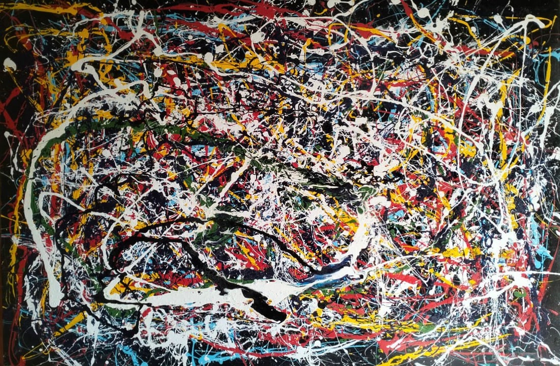 Jackson Pollock American Oil on Canvas Painting In The Style of. Rothko, Kline, & Pollock Era: Title: Untitled Technique: Oil on canvas Measures: 89 × 59 inches (226.1 × 149.9 cm) Year: 1948 (Circa late 1940s, based on stylistic alignment with artists active during 1912–1956) Condition: The