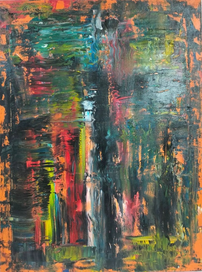 Gerhard Richter German b.1932 Oil on Canvas Painting in the Style of Richter. Polke & Baselitz: Title: Untitled Technique: Oil on canvas Measures: 31 × 23 inches (78.7 × 58.4 cm) Year: 1983 (Circa late 20th century, based on stylistic alignment with artists active during 1931–present) Condit