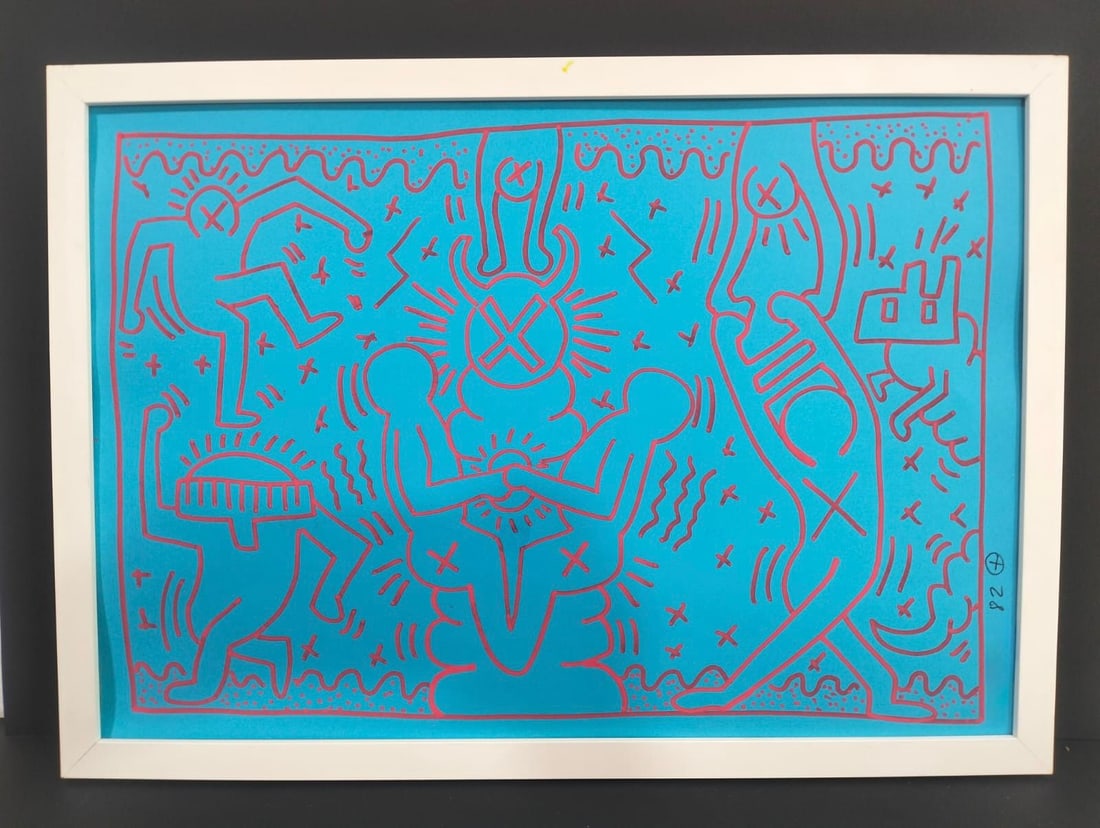 Keith Haring American 1958 - 1990 Acrylic/Canvas In The Style of. Warhol & Haring Pop Art Period. (1 of 7)