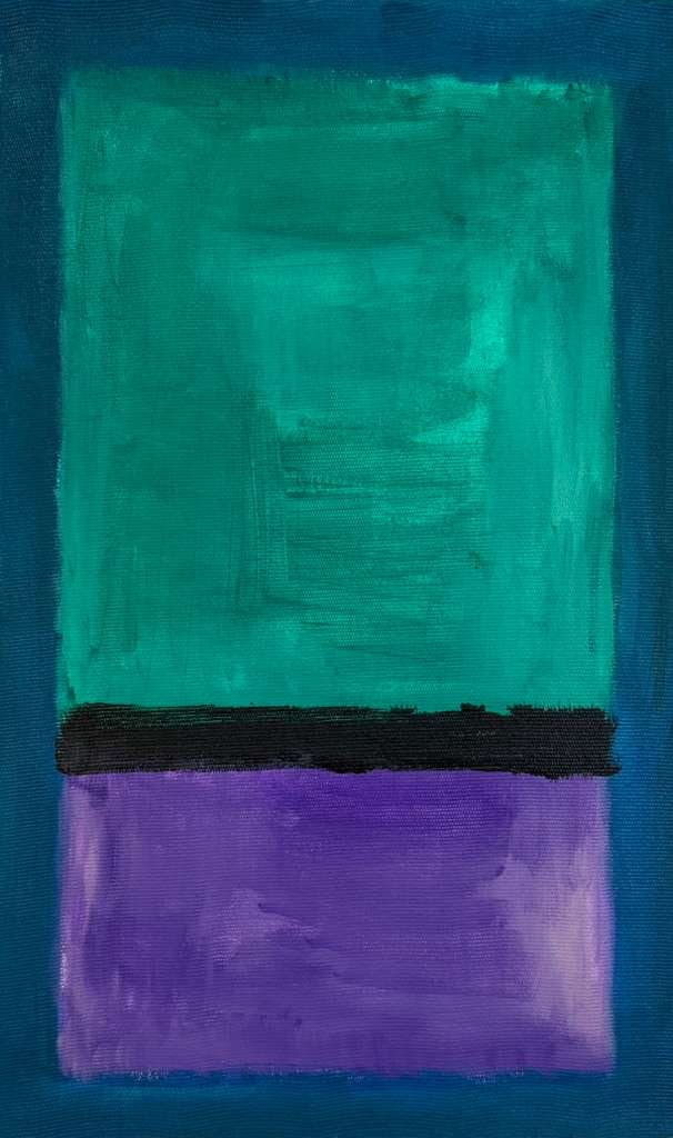 Mark Rothko American 1903 - 1970 Oil on Canvas painting in the style of. Pollock, Kline, Abstract: Title: Untitled Technique: Oil on canvas Measures: 20 × 12 inches (50.8 × 30.5 cm) Year: 1954 Condition: The painting is in good overall condition. The surface shows stable pigment with visible brus