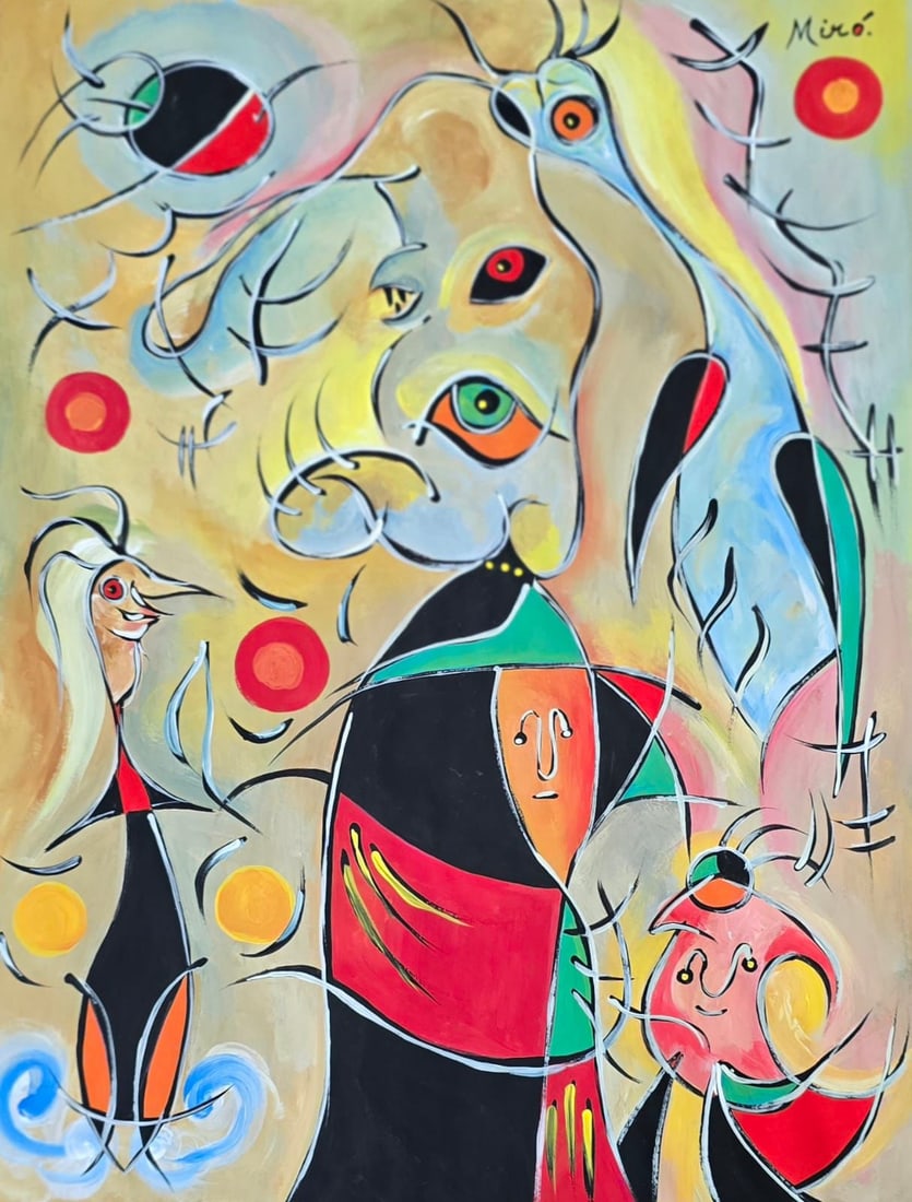 Joan Miro Spanish 1893 - 1983 Oil on Canvas in the style of. Dali, Magritte, & Miro Surrealism Era. (1 of 4)