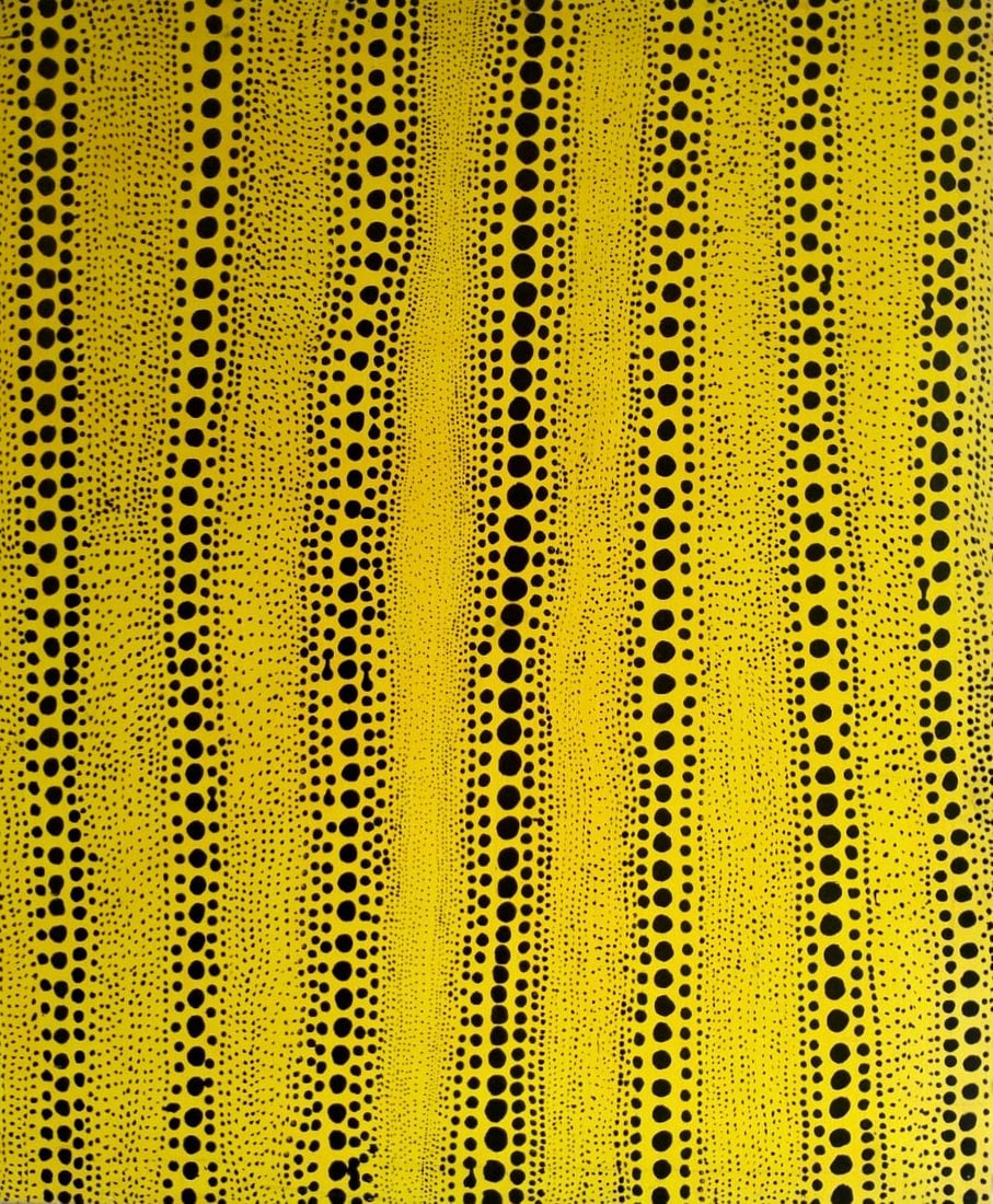 Yayoi Kusama (B.1929) Dots Acrylic on canvas Japanese In the Style of. Pop Art Era: Title: Untitled Technique: Acrylic on canvas Measures: 42 × 36 inches (approximately 108 × 92 cm) Year: 2000 Condition:Good overall condition. The pictorial surface is stable, with consistent applic