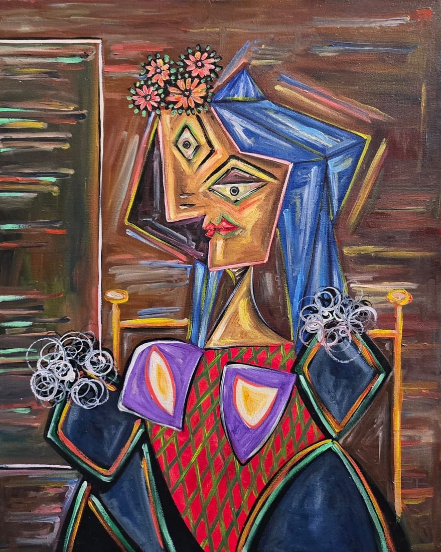 Pablo Picasso Spanish 1881-1973 Oil on Canvas Painting in the Style of Picasso. Magritte & Chagall (1 of 5)