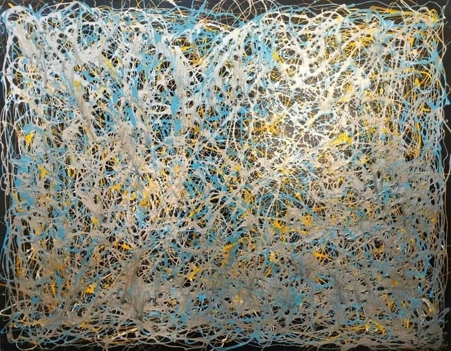 Jackson Pollock American Oil on Canvas Painting In The Style of. Rothko, Kline, & Pollock Era (1 of 7)