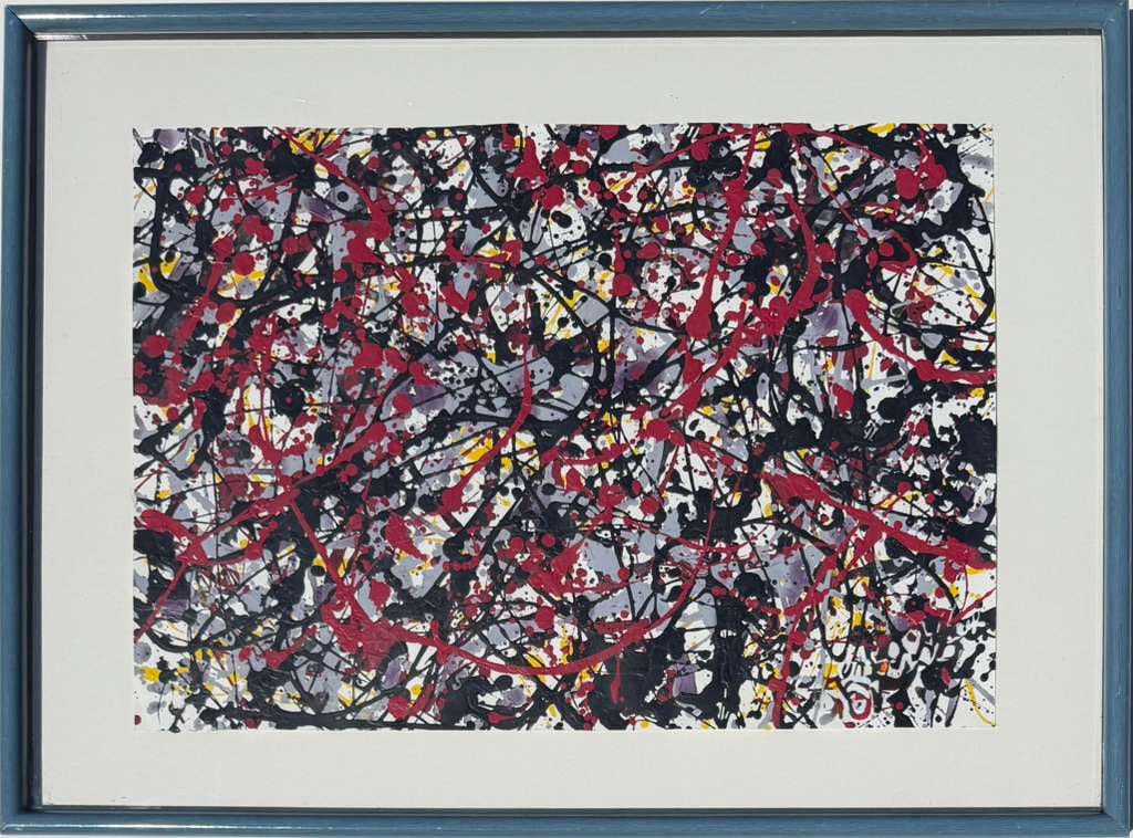 Jackson Pollock American Oil on Paper Painting In The Style of. Rothko, Kline, & Pollock Era (1 of 5)