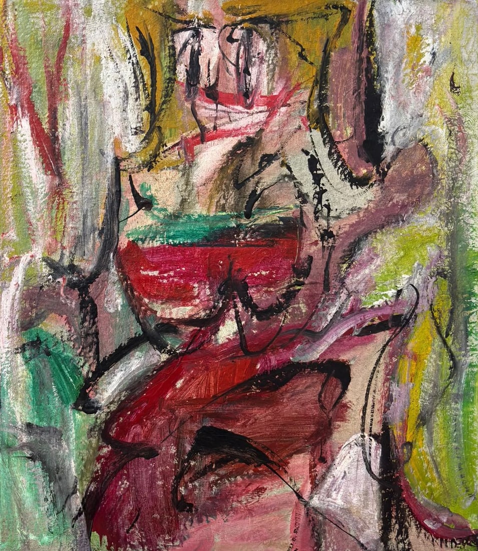 Willem de Kooning Dutch-American 1904 - 1997 Oil on Canvas Painting In The Style of. Pollock, Kline,: Title: Untitled Technique: Oil on canvas Measures: 17 × 14 inches (43.18 × 35.56 cm) Year: Circa 1950 Condition: The work is in good overall condition. The surface shows expressive, layered paint ap