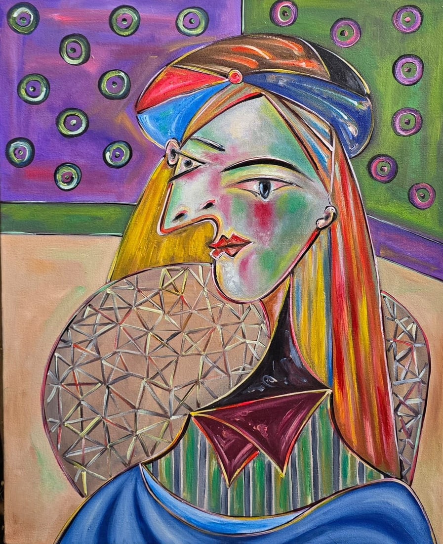 Pablo Picasso Spanish 1881-1973 Oil on Canvas Painting in the Style of Picasso. Magritte & Chagall: Title: Untitled Technique: Oil on canvas Measures: 20 × 16 inches (50.8 × 40.6 cm) Year: Circa 1930 Condition: The work is in good overall condition. The surface shows stable pigment layers with smo