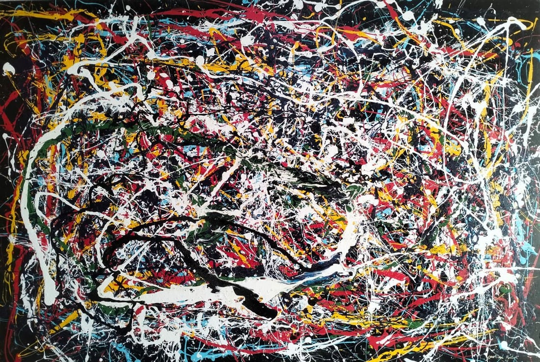 Jackson Pollock American Oil on Canvas Painting In The Style of. Rothko, Kline, & Pollock Era: Title: Number 37-XII Technique: Oil and enamel on canvas Measures: 39 x 59 in (99.1 x 149.9 cm) Year: Circa 1948 Condition: Appears to be in good overall condition with visible surface wear, scattered