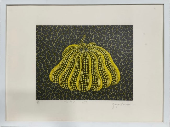 Yayoi Kusama (B.1929) Acrylic on canvas Japanese In the Style of. Pop Art Era: Title: Pumpkin Technique: Serigraph on paper Measures: 19 × 25 inches (48.3 × 63.5 cm) Year: 1999 Condition. Very good overall condition. The sheet appears clean and well-preserved, with strong, vib