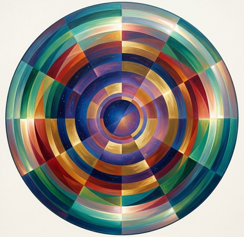 Celestial Axis. Acrylic print on panel. By the IAAG Artists Group. Contemporary.: Title: Celestial Axis Technique: Acrylic print on panel Measures: 20 × 16 inches (51 × 41 cm) Year: Contemporary Condition: Excellent condition. Smooth, high-gloss surface with refined color transit