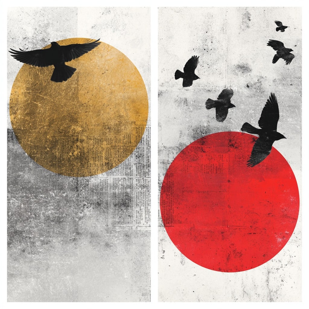 Eclipse of Passage. Acrylic print on panel. By the IAAG Artists Group. Contemporary.: Title: Eclipse of Passage Technique: Acrylic print on panel (diptych composition) Measures: 20 × 16 inches each panel (51 × 41 cm) Year: Contemporary Condition: Excellent condition. Clean surface wi