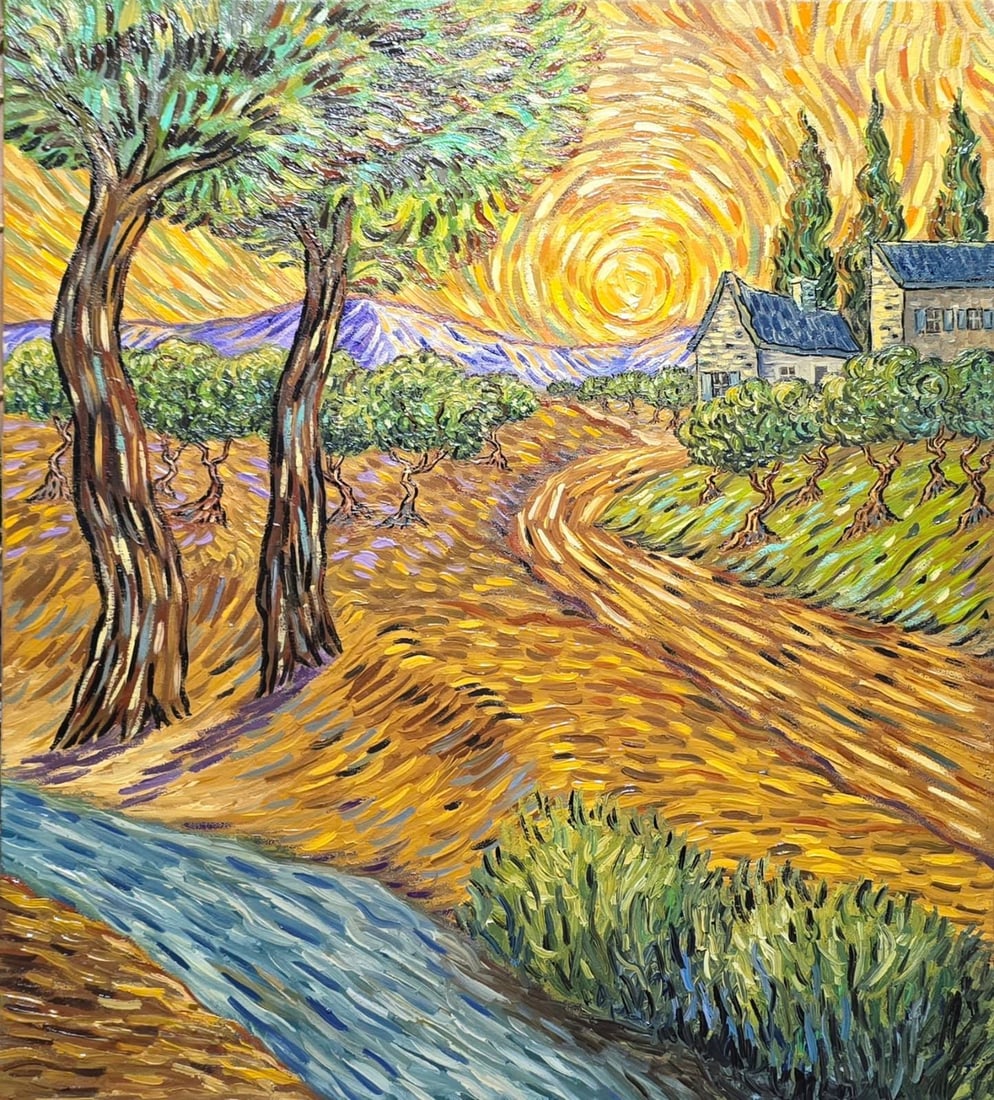 Vincent Van Gogh Dutch 1853-1890 Oil on Canvas painting in the style of. Gaugin, Monet, Degas Period (1 of 6)