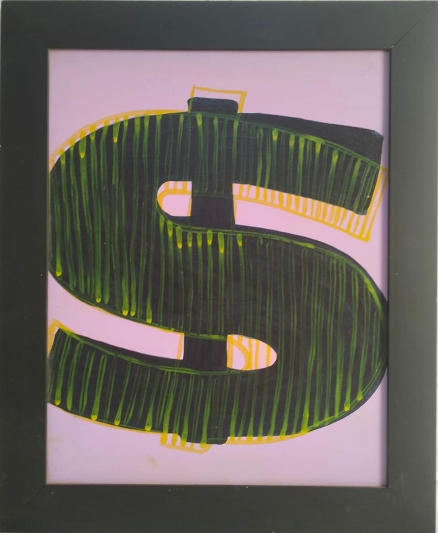 Andy Warhol 1928-1987 Acrylic and silkscreen ink on linen. in the style of. Warhol & Haring Pop Art: Title: Dollar Sign Technique: Acrylic and silkscreen ink on linen Measures: 18 ¼ × 14 ½ inches (46.4 × 36.8 cm) Year: 1964 Condition: Strong color retention with clean surface presenta
