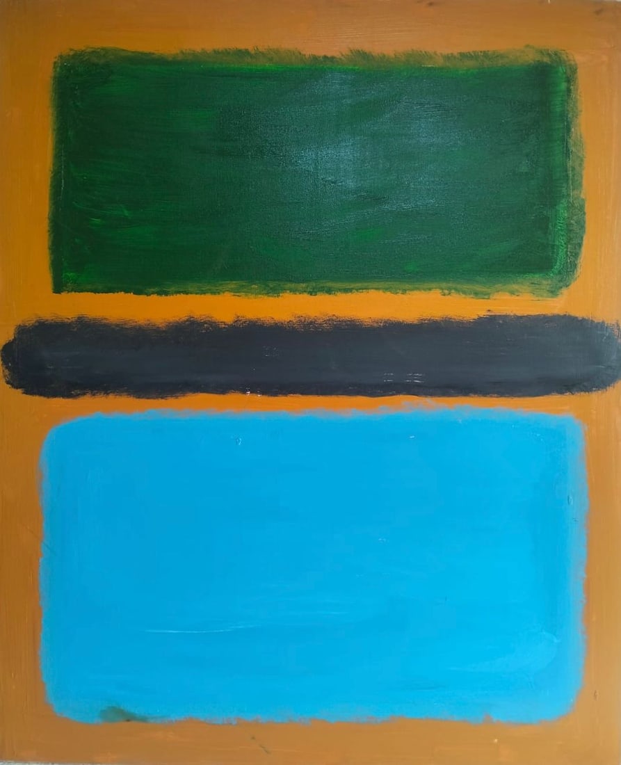 Mark Rothko American 1903 - 1970 Oil on Canvas painting in the style of. Pollock, Kline, Abstract: Title: Untitled Composition Technique: Oil on canvas Measures: 43 ½ × 35 ½ inches (110 × 90 cm) Year: 1955 Condition: Excellent overall presentation with stable paint layers and strong