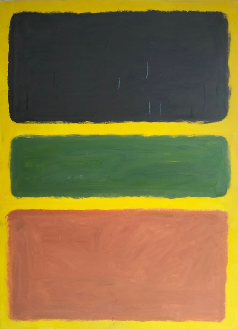Mark Rothko American 1903 - 1970 Oil on Canvas painting in the style of. Pollock, Kline, Abstract: Title: Untitled Technique: Oil on canvas. Measures: 51 ¼ x 37 inches (130 x 94 cm). Year: 1961. Condition: Strong overall presentation with rich color saturation and stable surface; light age-r