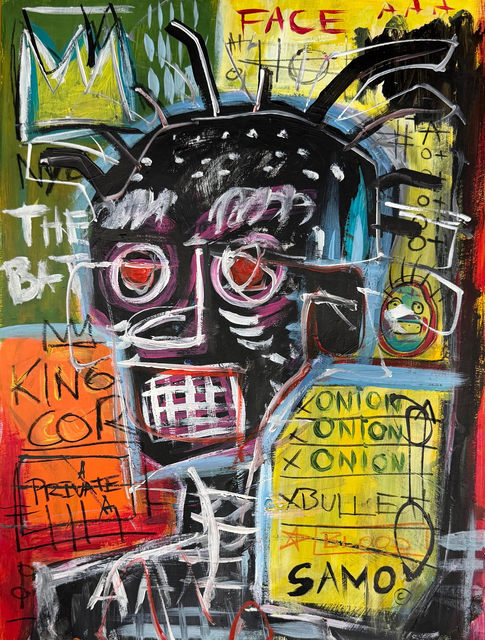Jean-Michel Basquiat American 1960-1988 In the Style of SAMO Street King Mixed Media on Pape (1 of 5)