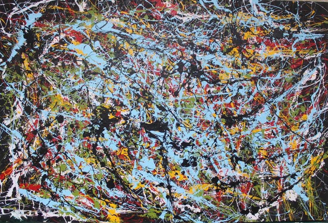 Jackson Pollock American 1912-1956 In the Style of Gestural Drip Composition Oil on Canvas (1 of 5)