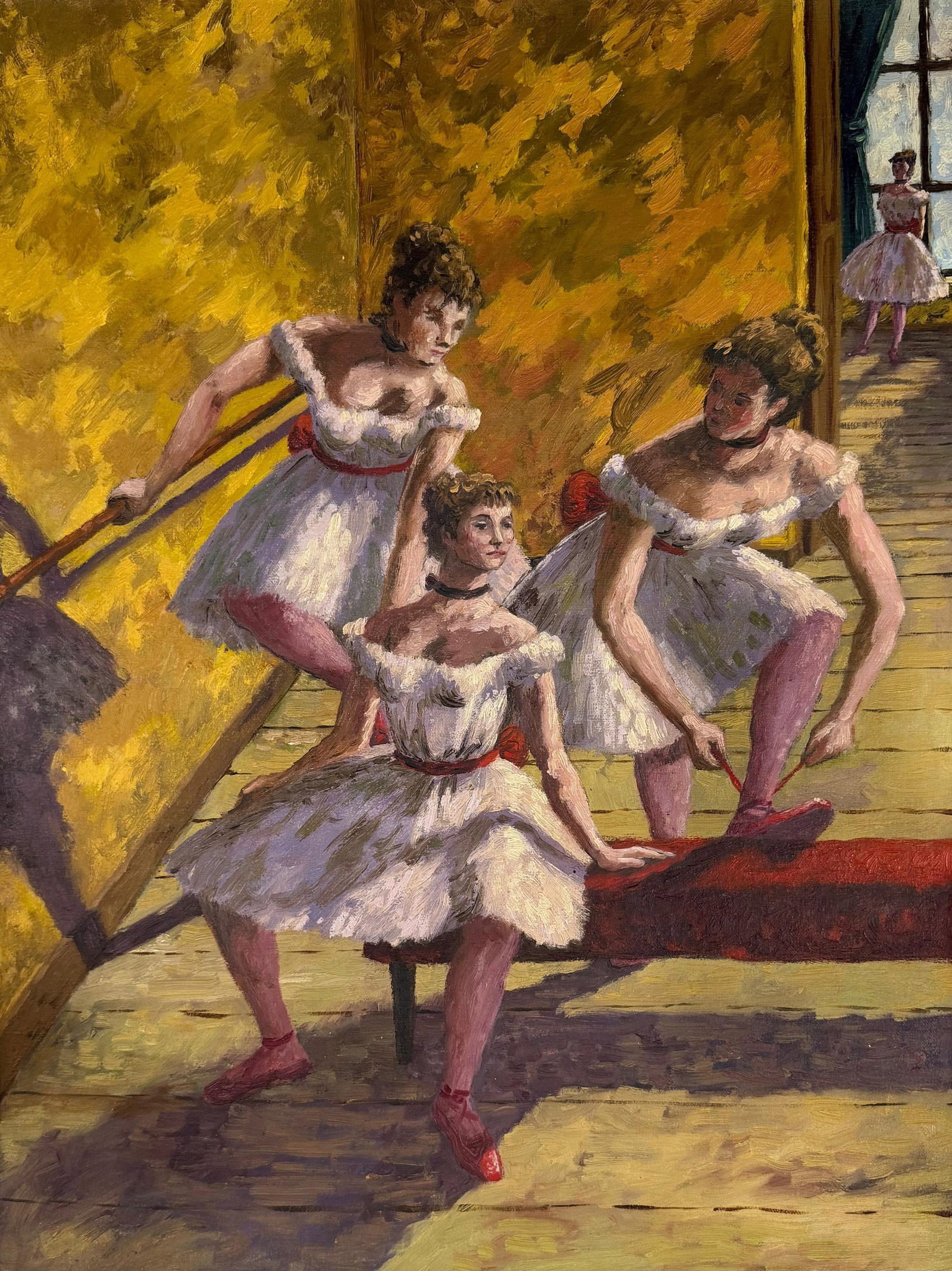 Edgar Degas French 1834-1917 In the Style of Ballet Rehearsal Scene Oil on Canvas (1 of 5)