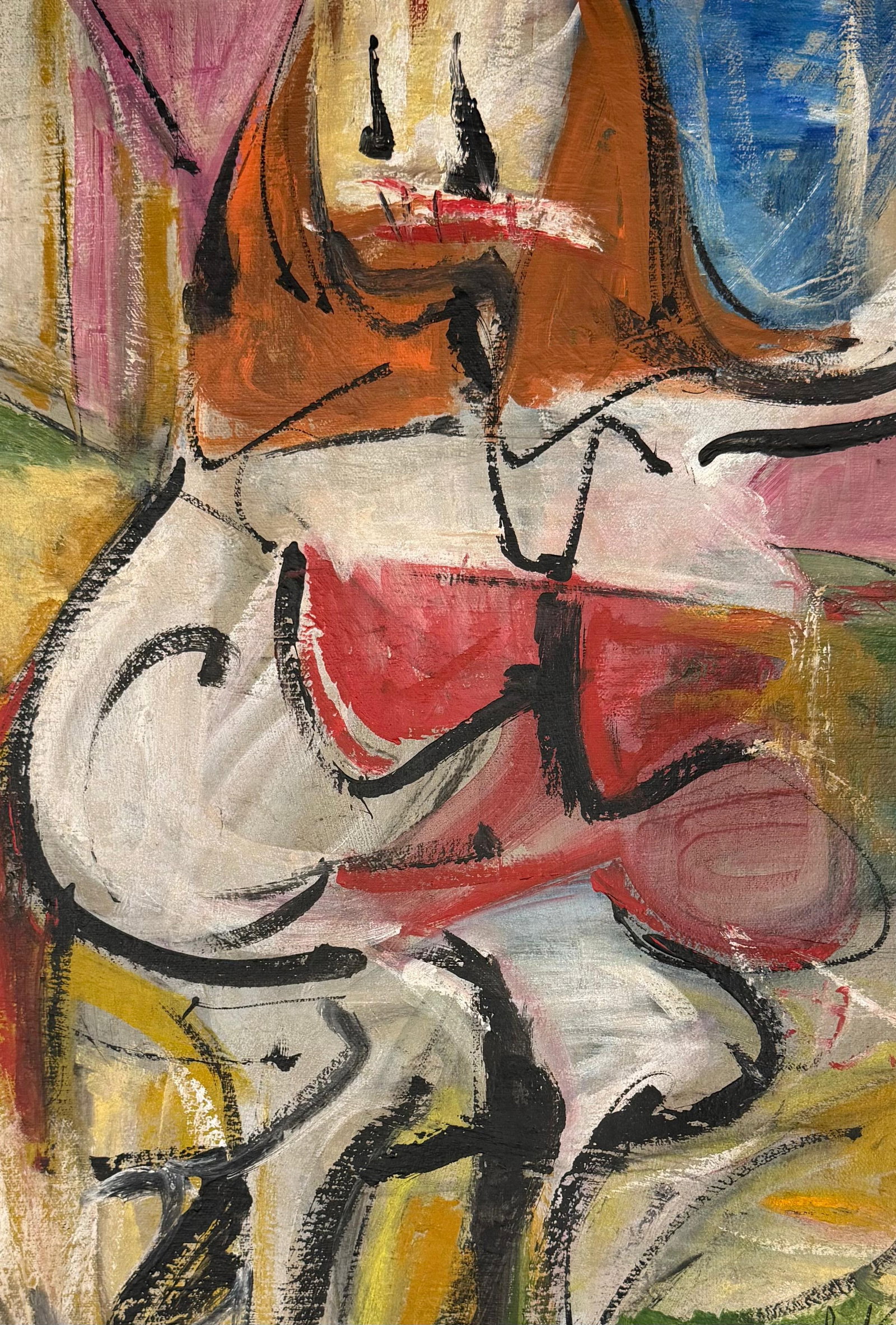 Willem de Kooning American 1904-1997 In the Style of "Gestural Figure Composition" Oil on Canvas (1 of 5)