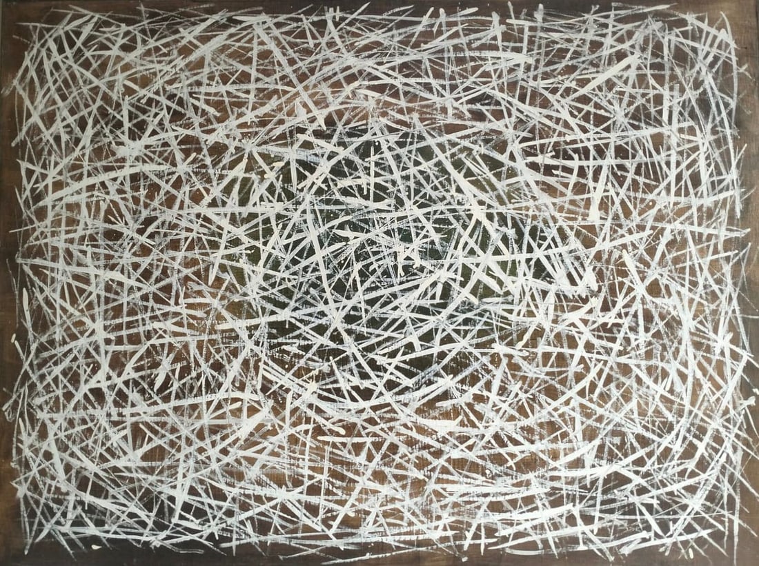 Mark Tobey American 1890-1976 In the Style of Untitled White Linear Composition Oil on Canvas (1 of 4)
