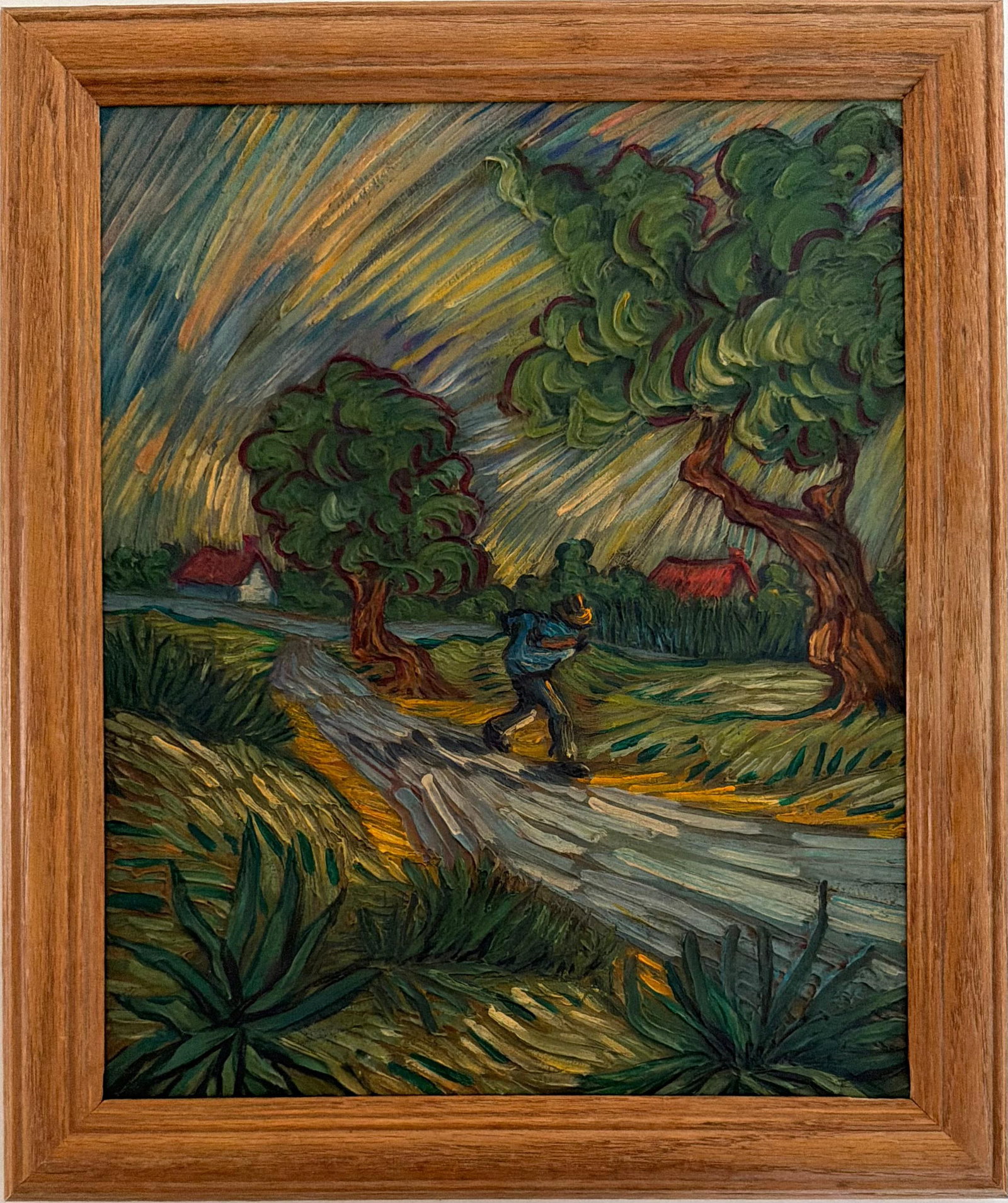 Vincent van Gogh Dutch 1853-1890 In the Style of Storm Path Landscape Oil on Canvas: Title: Storm Path Landscape Technique: Oil on canvas Measures: 14 x 11 inches (35.6 x 27.9 cm) Year: Circa late 19th century Condition: Good overall condition. The surface shows stable pigment with ex