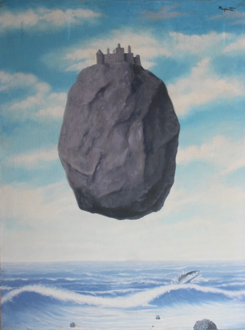 Rene Magritte Belgian 1898-1967 La grande bataille, In the Style of, Oil on Canvas: Title: La grande bataille Technique: Oil on canvas Measures: 31½ x 23½ inches (80 x 60 cm) Year: Painted in 1952 Condition: Good condition. Surface shows stable pigment application with 