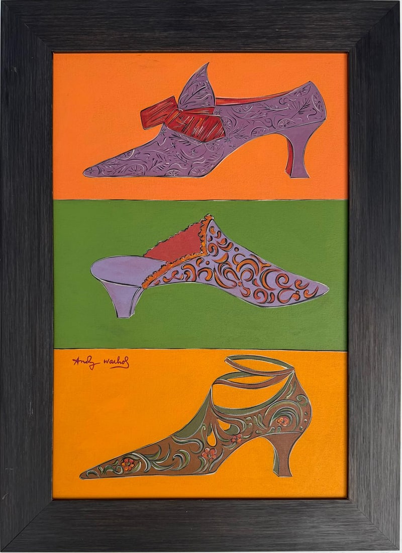 Andy Warhol American 1928-1987 Three Shoes (Pop Design Study), In the Style of, Acrylic on Canvas (1 of 4)