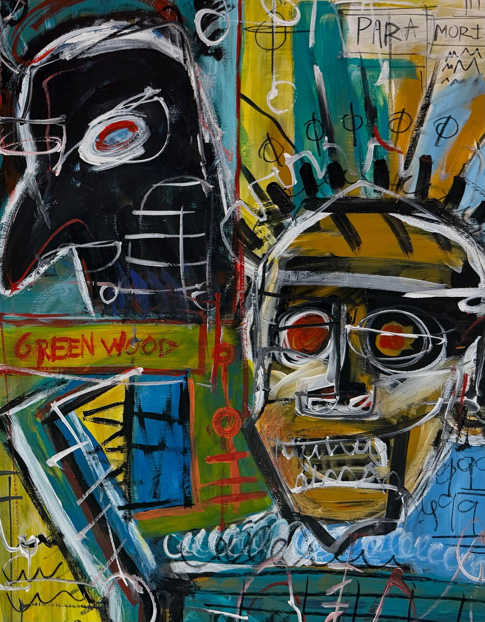 Jean-Michel Basquiat American 1960-1988 Greenwood Skull Composition, In the Style of, Mixed (1 of 4)