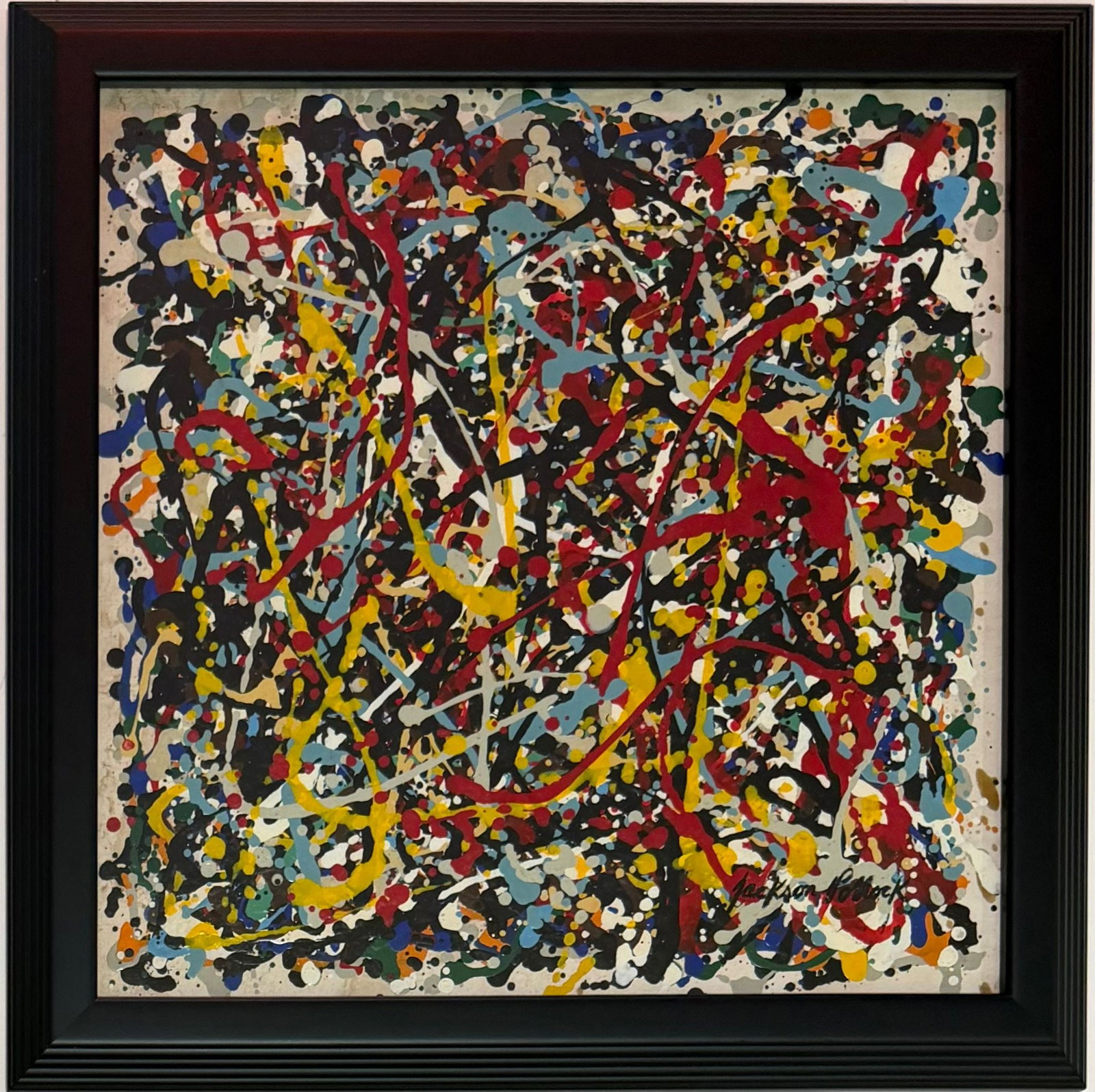 Jackson Pollock American 1912-1956 Abstract Drip Composition II, In the Style of, Oil on Paper (1 of 5)