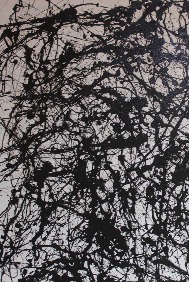 Jackson Pollock American 1912-1956 Number 51-II, In the Style of, Oil and Enamel on Canvas: Title: Number 51-II Technique: Oil and enamel on canvas Measures: 32 x 61 inches (80 x 160 cm) Year: Painted in 1951 Condition: Good condition. Surface shows stable pigment and enamel application with